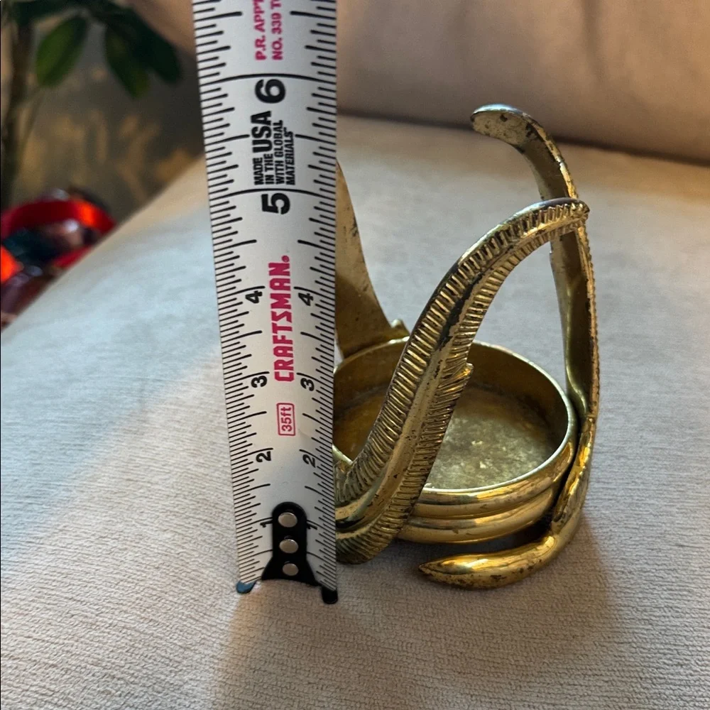 Brass PartyLite 3” Candle Holder with Feathers - Picture 2 of 5